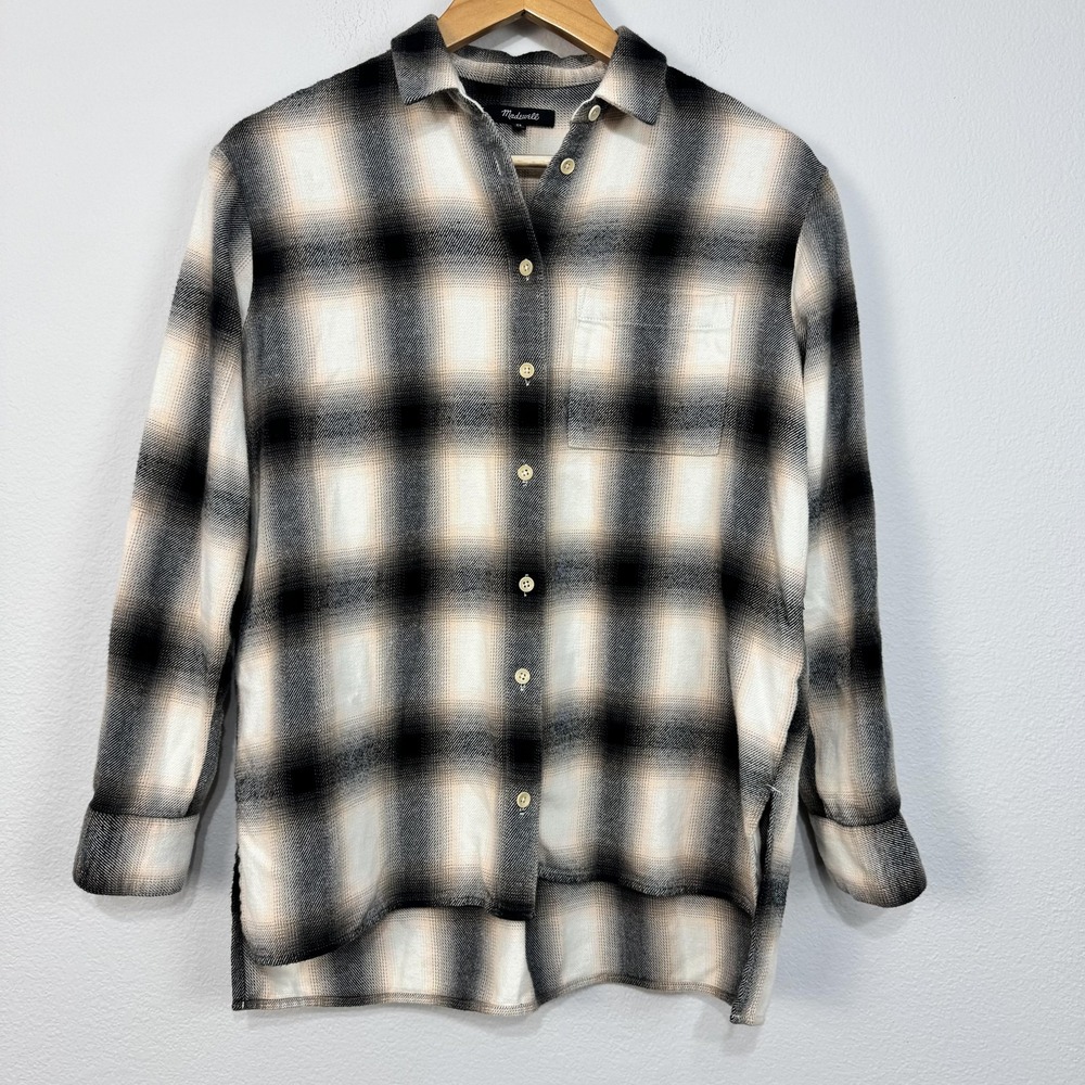 Madewell Shirt Women's XS Flannel Oversized Ex-Boyfriend Shirt Robson Plaid